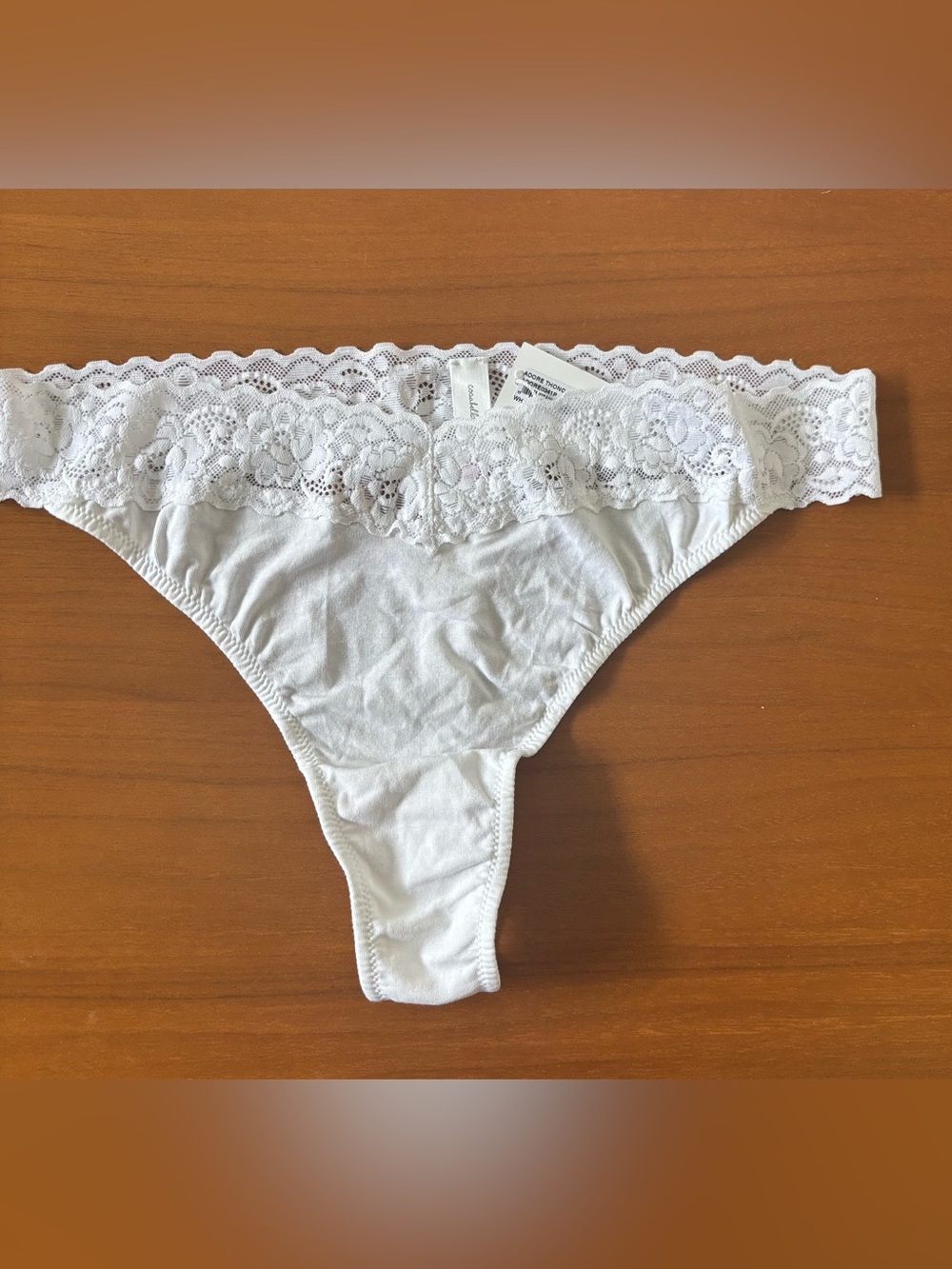Cosabella Amore Adore White Lace-Trim Thong